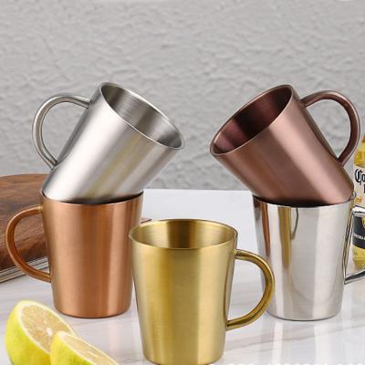 China Sustainable Food Grade 304 Stainless Steel Rose Gold Silver Coffee Beverage Restaurant Mug With Handle for sale