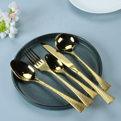 China New Viable Luxury Flatware Set Stainless Steel Spoon Fork And Knife , Gold Plated Wedding Cutlery for sale