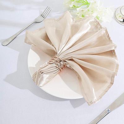 China 16 x 16 Inches Washable Satin Linen Fabric Square Dinner Napkins Beige For Wedding Party Dining Banquet Tableware Decoration for sale