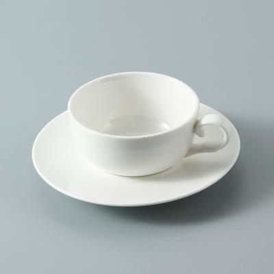 China Viable Wholesale Simple White Ceramic Porcelain Coffee Tea Cups And Saucers for sale