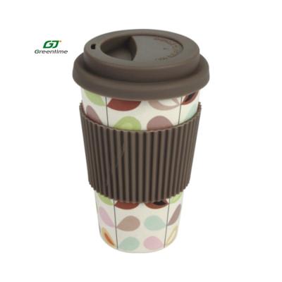 China Customized Disposable Bamboo Fiber Drinking Cup Bamboo Coffee Mug With Hard Lid for sale