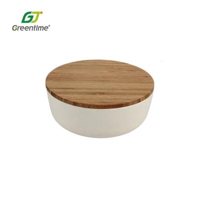 China Sustainable Hot Sale Round Food Serving Tray In Stock Wholesale Bamboo Fiber Bowl for sale