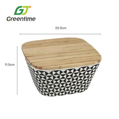 China New Design Disposable Cheap Price Bamboo Fiber Custom Mixing Large Square Salad Bowl With Lid for sale