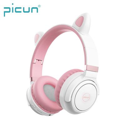 China Headband Picun B29 RGB LED Light Illuminated Cute Cat Ear Wireless Girl Women Earphone for sale