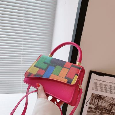 China 2023 new fashion Korean version of bag launched by macaron color bag contrast color shoulder bag minority texture chain handbag for sale