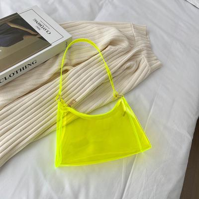 China 2023 summer PVC bag shoulder bag female creative street trend transparent fashion women's bag fluorescent handbag for sale