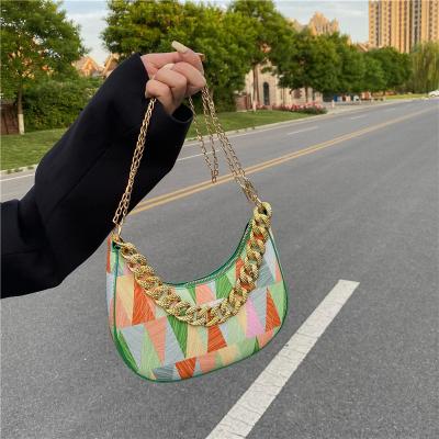 China Fashion individuality style western bag 2023 summer new fashion crocodile pattern casual shoulder rainbow armpit bag for sale