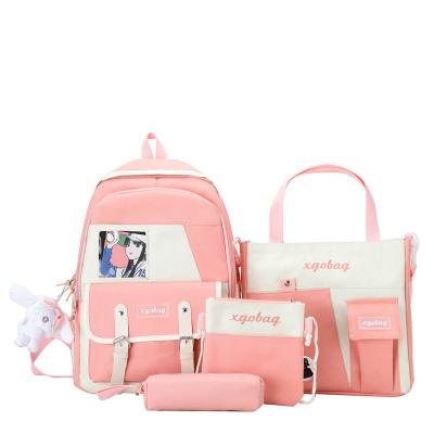 China Other Price 2023 4 Piece Cheap Student School Bag Set Set Cute Kids College Backpack Set For Girls Teenagers for sale