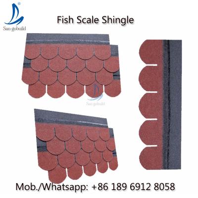 China Hangzhou Roofing Materials Fish Scale Asphalt Roof Bitumen Shingles for sale