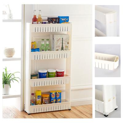 China Factory Wholesale Stocked Kitchen Crevice Storage Rack Household 3/4 Layer Plastic Shelf Home Living Space for sale