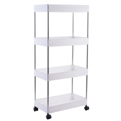 China Modern High Quality 4 Tier Rolling Shelves Utility Rack Bathroom Kitchen Trolley Storage Cart Organizer for sale