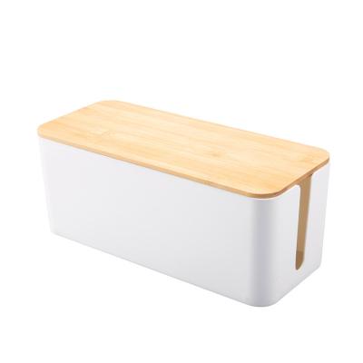 China Viable Cable Storage Box Security Outlet Outlet Container Cable Storage Desktop Cable Management Box Wooden Storage Box With Lid for sale