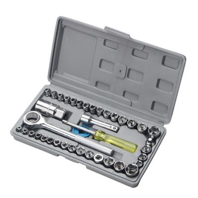 China DIY Tools 40pcs/set Socket Wrench Tool Drive Socket Open End Wrench Set Screwdriver Ratchet Wrench Tool Kit Car Repair for sale