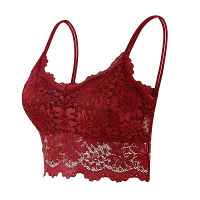 China New Breathable Women Lace Up Bras Bralette Solid Color Underwear Vest Female Upper Comfortable Sexy Cavity Out Wireless Lingerie Seamless Bra for sale