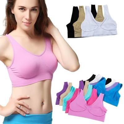 China OEM Breathable Women's Seamless Bra No Pad Bra Underwear Chest Sleep Yoga Sports Bra Vest Top Cotton Plus Size for sale