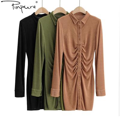 China R12200S Women's Breathable Fashion Shirt Pleated Shift Dress for sale