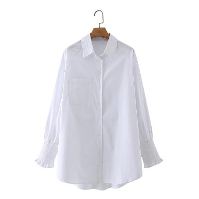 China New Arrival Sustainable Women's Clothing R40903S Fashion Loose Simple Long Sleeve Blouses for sale