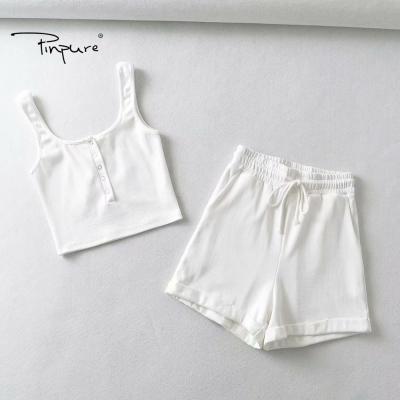 China R41082S Spring New Arrival Breathable Fashion Women's Slim Fit Tank Tops With Shorts Casual Women's Sets for sale