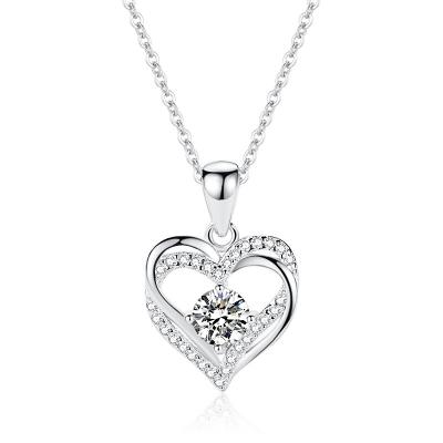 China Costom TRENDY Inscription Love Forever Heart Necklaces 925 Sterling Silver Heart Pendant Necklace Mothers Day Jewelry Pendant Gift for sale