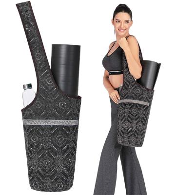 China Canvas Yoga Mat Bag With Large Size Pocket And Inner Zipper Pouch Yoga Carrier Bag Fit Most Yoga Mat Size for sale