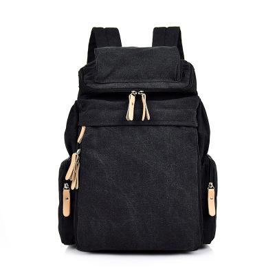 China With USB Large Capacity Men's Backpack Solid Color Casual Travel Bag Canvas Backpack For Student School Bag for sale