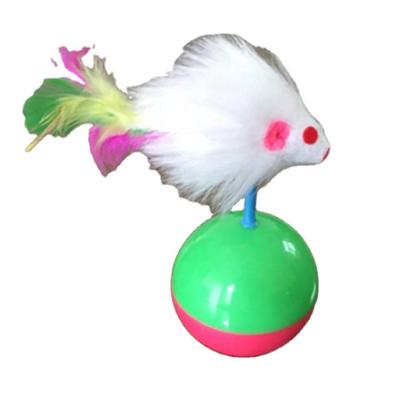 China Stored Interactive Cat Toy Ball Feathered Mouse Does Not Fall Down Pet Cat Toys for sale