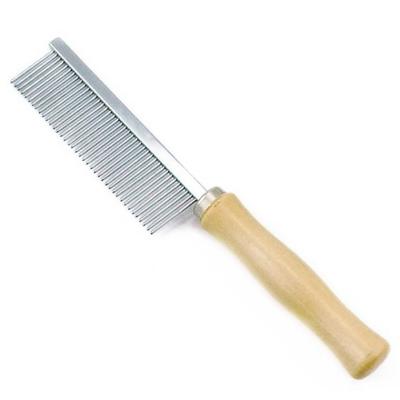 China Wholesale Viable Single Row Comb With Wooden Handle For Pets Knuckle Hair Removal Pet Open Comb for sale