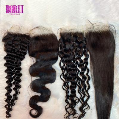 China Top Selling HD Brazilian Hair 5by5 Deep Wave Lace Closure Insivible Lace All Knot Pre Plucked and Bleached HDLACECLOSURE3 for sale