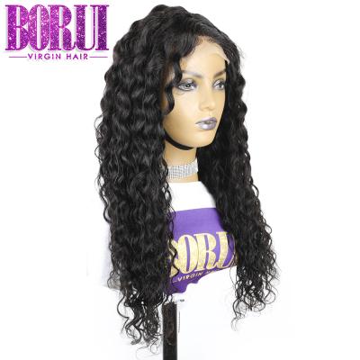 China HAIR 100% Virgin Human Hair 100% Virgin Hair BORUI Hair With Natural Transparent Hairline 4x4 Lace Closure Wig Water Wave For Black Women for sale