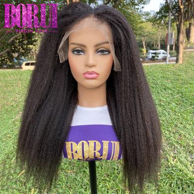 China None Gray Or Snynetic Hair Borui Hair Straight Invisable Lace Front Wig 100% Virgin Human Hair Curly With Natural Hairline For Black Women for sale