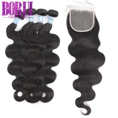 China 100% Virgin Hair Body Wave Hair Bundles With Lace Closures 10A Grade Virgin Mink Brazilian Human Hair Cuticle Aligned Body Wave Bundles Natural for sale