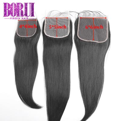 China None Gray Or Snynetic Hair Beauty 10A Grade Brazilian Straight Hair 4*4/5*5/6*6 Lace Closure Hair For Black Women for sale