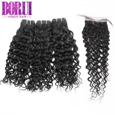 China Fashion Water Wave Bundles New Can Be Bleached Virgin Water Dyeable Wave Malaysian Machine Double Weft Natural Color For Girl for sale