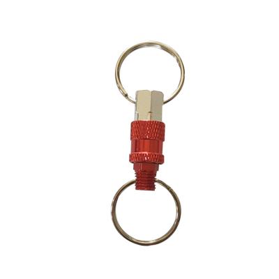 China Custom Aluminum Logo Adjustable Quick Release Double Key Chain Metal Key Chain for sale