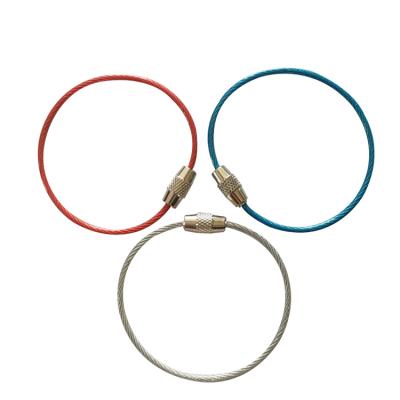 China Promotional Custom Made Copper Copper Quick Clasp Disassembly Wire Rope Key Chain Nylon Key Ring for sale