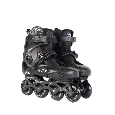 China Active Sports Figure Skating Roller Skates Original Design All Black PVC Freestyle Skates Patinas Wear Resistant Integrated Skating for sale