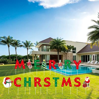 China Eco-friendly Christmas Decoration Supplies Outdoor Lawn Decoration Corrugated Yard Sign With Stakes for sale