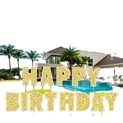 China Eco-Friendly Custom Happy Birthday Letter Yard Sign With Stakes And Lawn Card Outdoor Plastic Yard Sign for sale