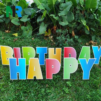 China Eco-friendly Lawn Letter Happy Birthday Corrugated Plastic Yard Card Sign for sale