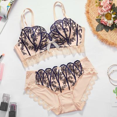 China 2021 Fashion Antibacterial Bra Brief Set Daily Padded Breathable Nylon Women Underwear Set for sale