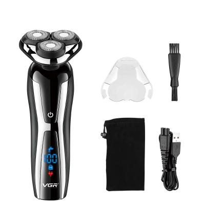 China Triple Blade VGR Shaver For Face Men V-309 Rechargeable Electric Shaver Men IPX5 Washable Razor With LED Display for sale