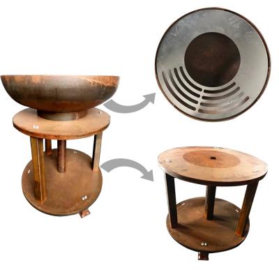 China Corten steel charcoal barbecue grill corten steel fire bowl china factory supply barbecue fire pit for sale