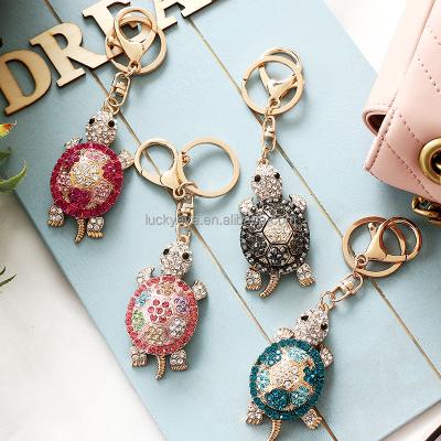 China Alloy+ Rhinestone Rhinestone Color Diamond Turtle Cute Creative Metal Pendant Car Key Chain PendantIndian Gifts for sale