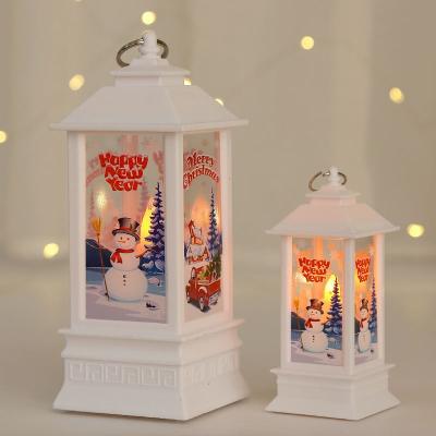 China Plastic Christmas Led Ornament Candlestick Table Lamp Mail Flame Lantern Santa Claus Christmas Lights Decoration for sale