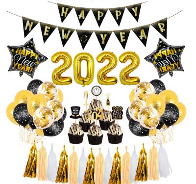 China 2022 Happy New Year Banner Party Balloons Amazon Decoration Set Decoration New Year Latex Balloons for sale