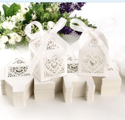 China Laser cut creative heart and flower candy box cavity wedding love candy box favors gift boxes wedding gift box for guest for sale