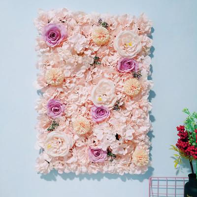 China Wedding Hot Sale 40*60cm Rose Hydrangea Peony Wedding Decor Panel Backdrop Flower Wall Decorative Flower Wall for sale