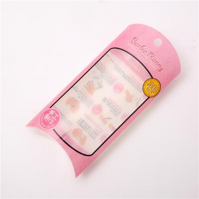 China Recyclable Custom Clear Pvc Plastic Pillow Logo Shaped Nail Sticker Packaging Box for sale