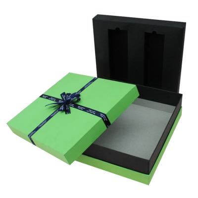 China Fancy Green Color Handmade Hot Sale High Quality Rectangular Rigid Gift Packaging Box With Custom Design Logo for sale