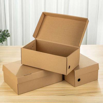 China Wholesale Recyclable High Quality Recycled Foldable Kraft Paper Shoe Box Packaging With Custom Own Logo for sale